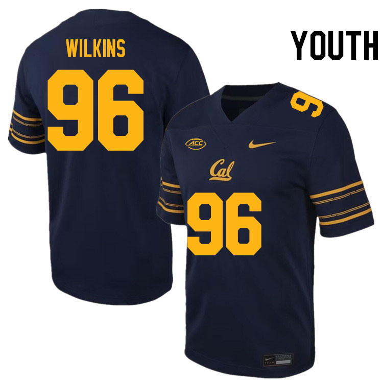 Youth #96 Derek Wilkins California Golden Bears ACC Conference College Football Jerseys Stitched Sal